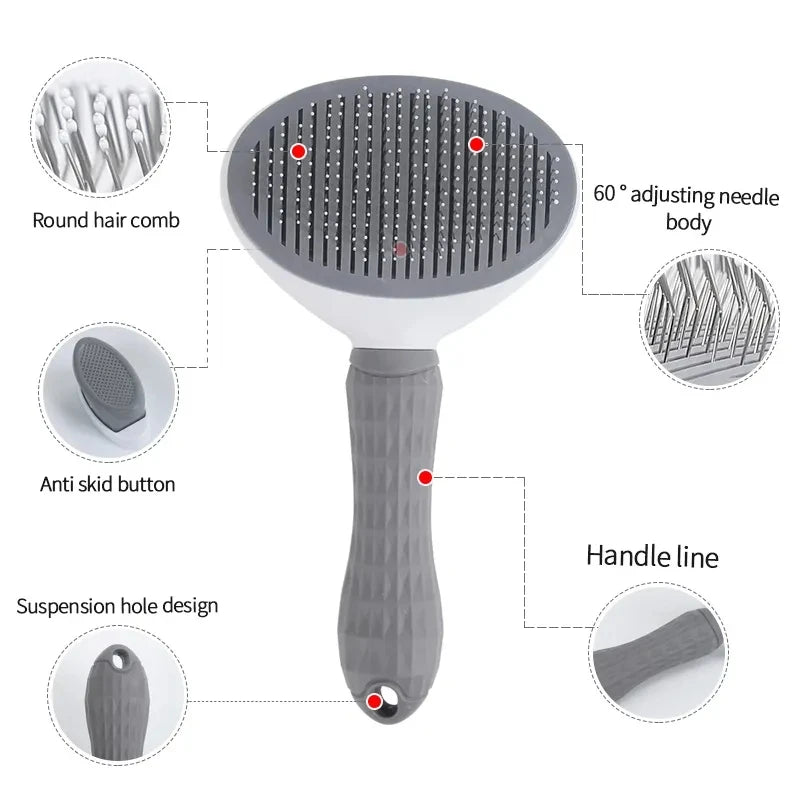 Brosse Auto-Nettoyante Anti-Poils pour Chats et Chiens