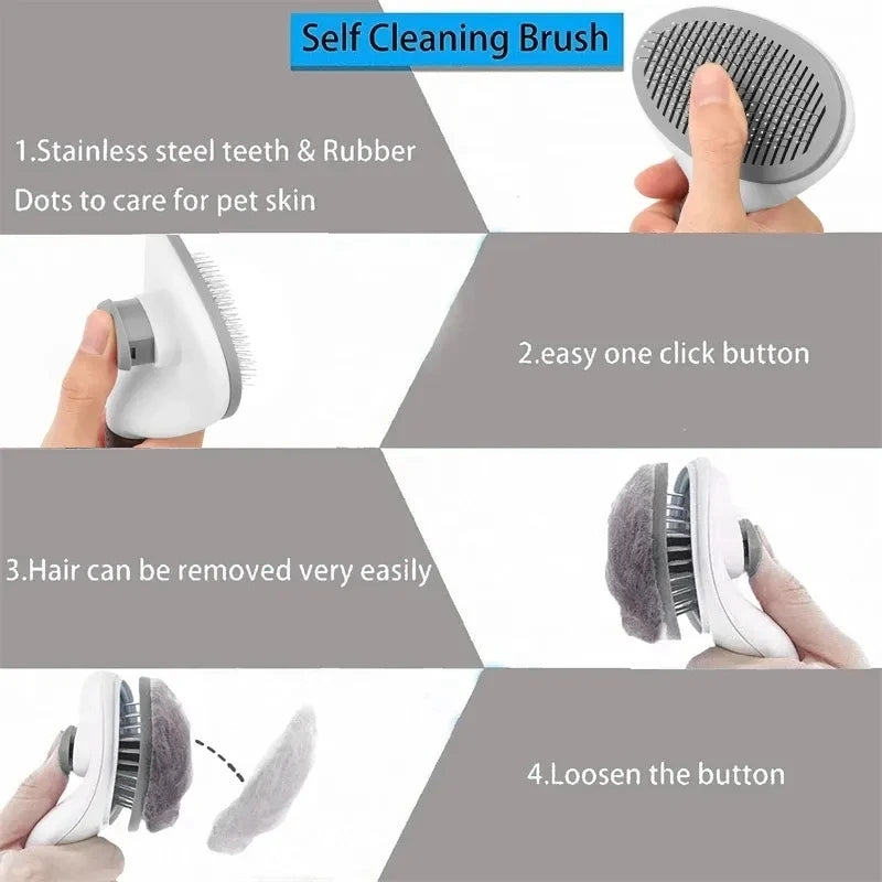 Brosse Auto-Nettoyante Anti-Poils pour Chats et Chiens